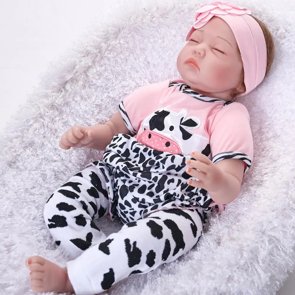 

22" Big Christmas Gift Baby Toys Sleepwear Doll Handmade Reborn Baby Toy Newborn Lifelike Silicone Vinyl Sleeping Girl Dolls