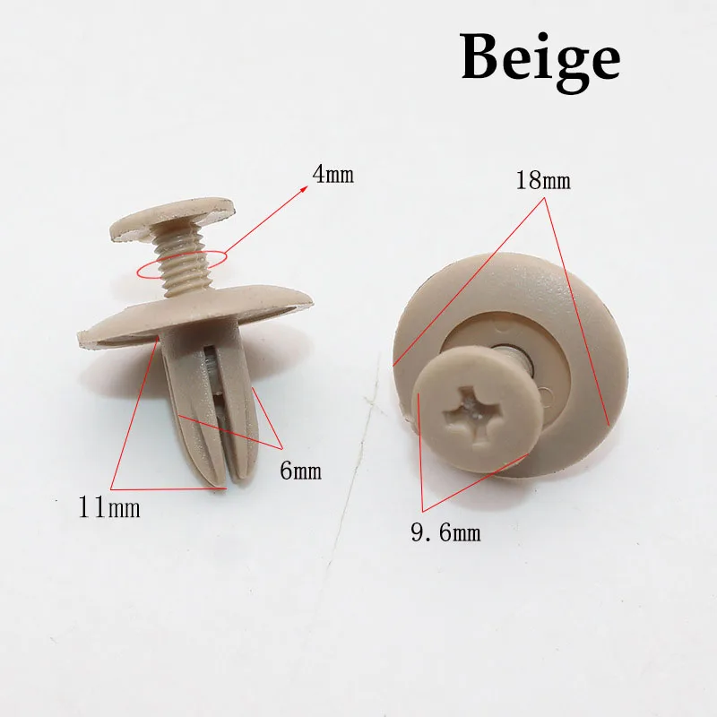 100 шт. 6 мм бежево серые Зажимы Пластиковые Автомобильные крепежные заклепки