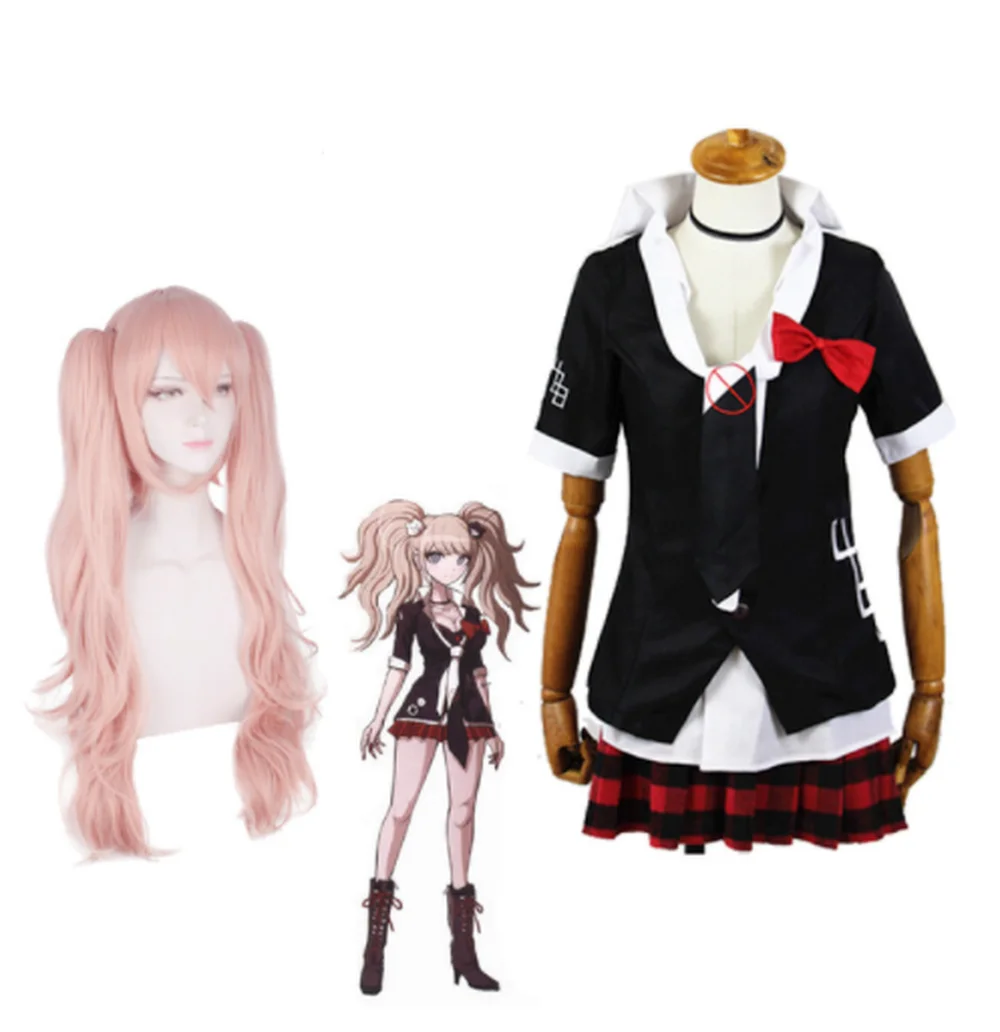 

Enoshima Junko Cosplay Costume Danganronpa 3 Wigs Adult School Uniforms For Girls Enoshima Halloween Anime Costume
