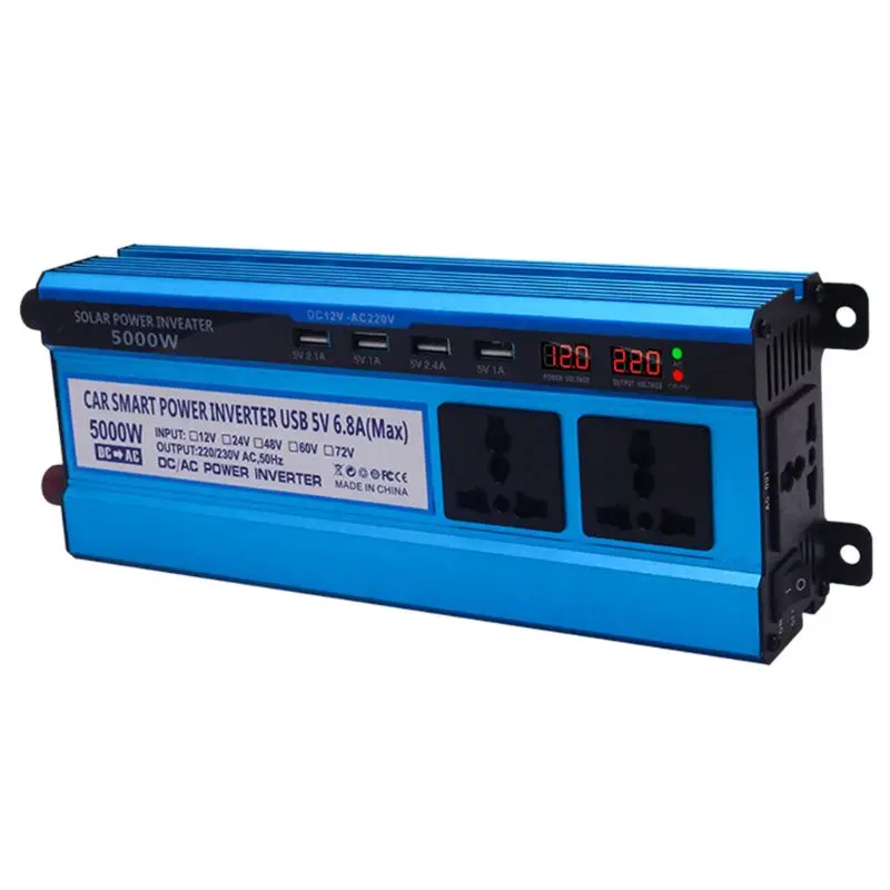DC AC солнечный инвертор 12 В/24 В к 220 500 Вт/3000 Вт/4000 Вт/5000 Вт 4 usb порта светодиодный