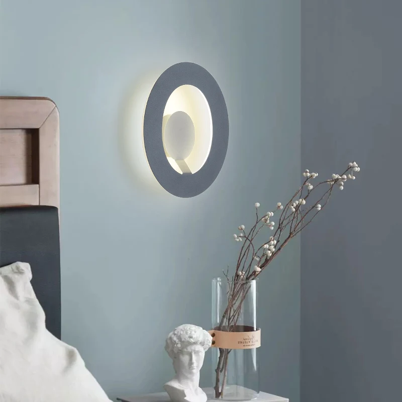 

Modern Simple Oval Wrought Iron Acrylic Wall Lamp Bedroom Living Room Study Geometric Lighting