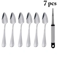 new stainless steel dinnerware sets silver serrated fruit spoons with cutter ice cream dessert spoon kitchen gadgets accessories