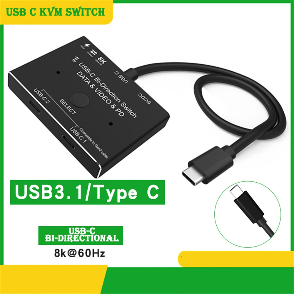 1x2/2x1 USB C KVM двухсторонний переключатель 3 1 разветвитель для передачи данных и