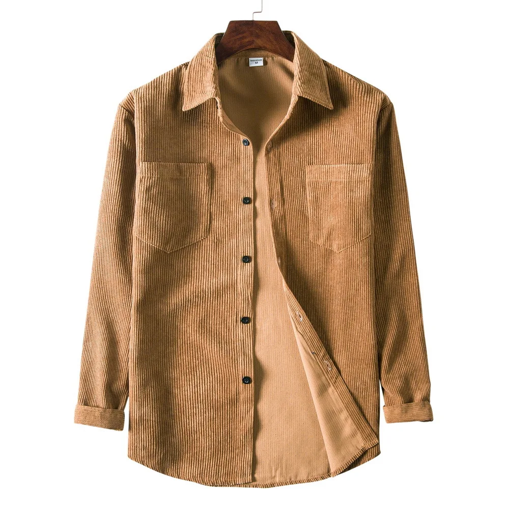

J-Jay Brand 2021 New Men's Solid Color Shirt Fashion Design Corduroy High Quality Versatile Lapel Hot Shirt Tops Men's Clothing