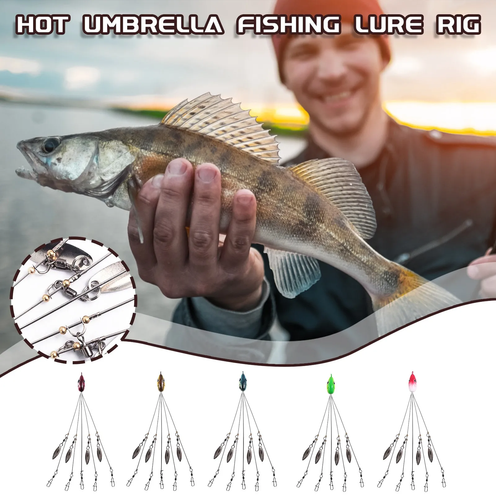 New Hot Umbrella Fishing Lure Rig Alabama Head Steel Bait Group Snap Swivel Tackle Tools | Дом и сад
