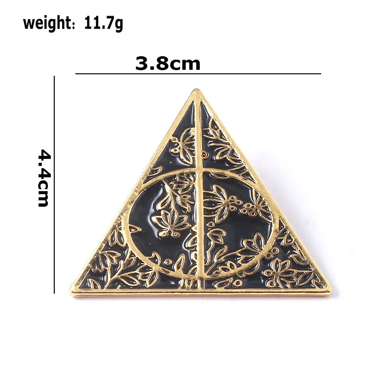 

Harri Hogwarts triangle retro brooch deathly hallows emblem men women enamel lapel pins badge bag accessories for kids souvenir