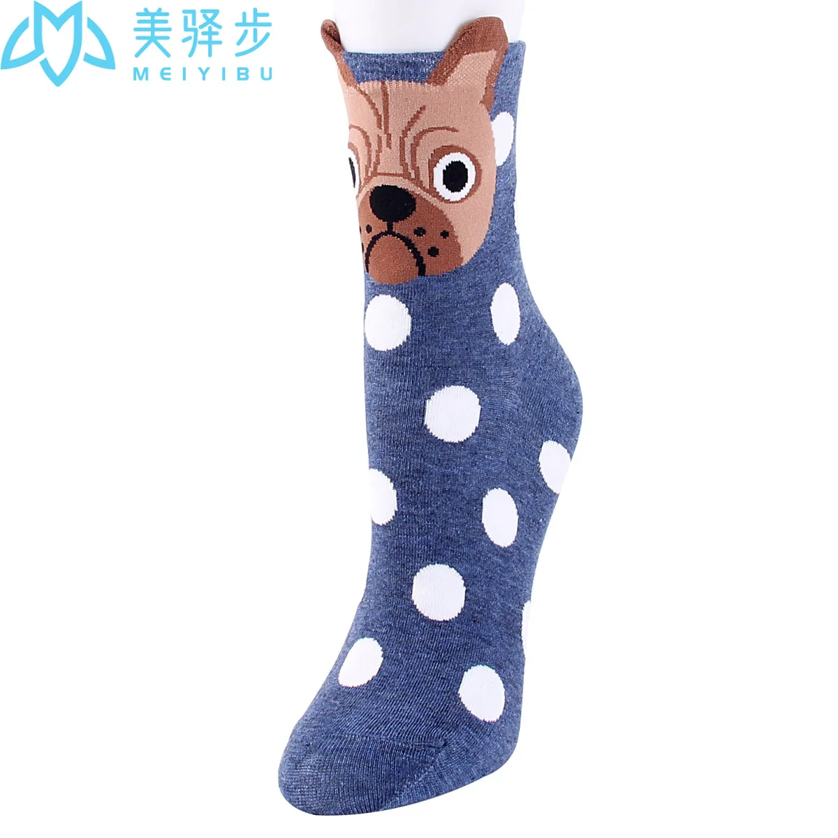 12 Pcs Per Set Fashion New Cute Dog Comfortable Polka Dot Female Socks Korean Version Cartoon Socks Female Factory