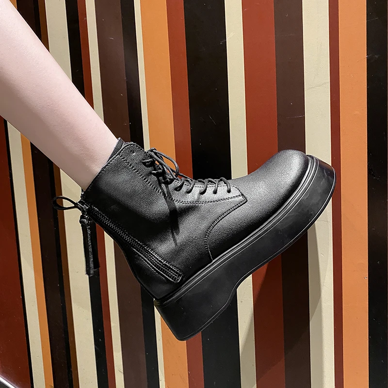 

Женские ботинки на шнуровке с квадратным носком, брендовые короткие ботинки на низком каблуке, повседневная обувь на молнии, Размеры 35-40