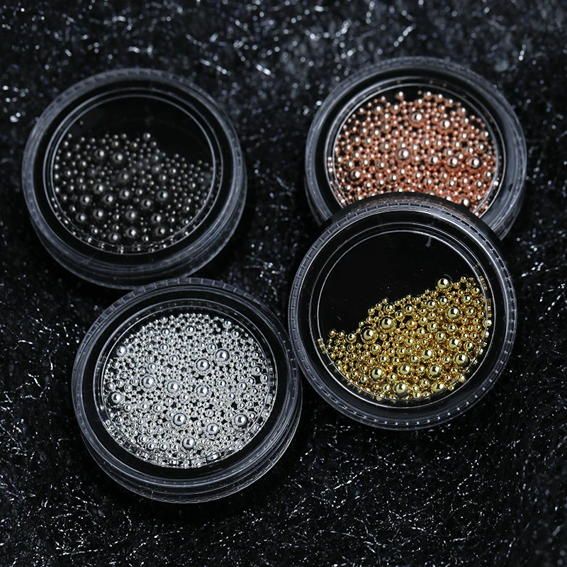 Мини Малый нержавеющей стали бусины украшения для ногтей серебро розовое золото