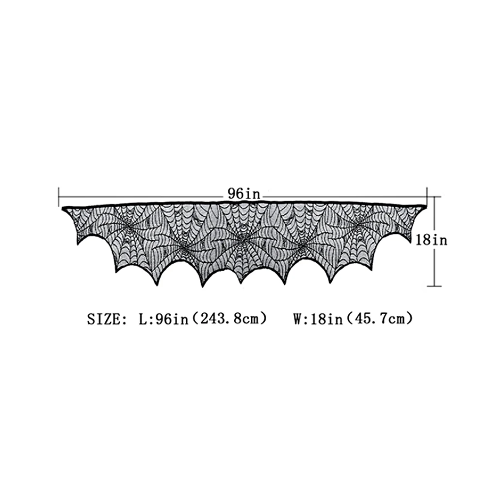 Хэллоуин украшение кружева черный паук веб скатерть каминная доска шарф для