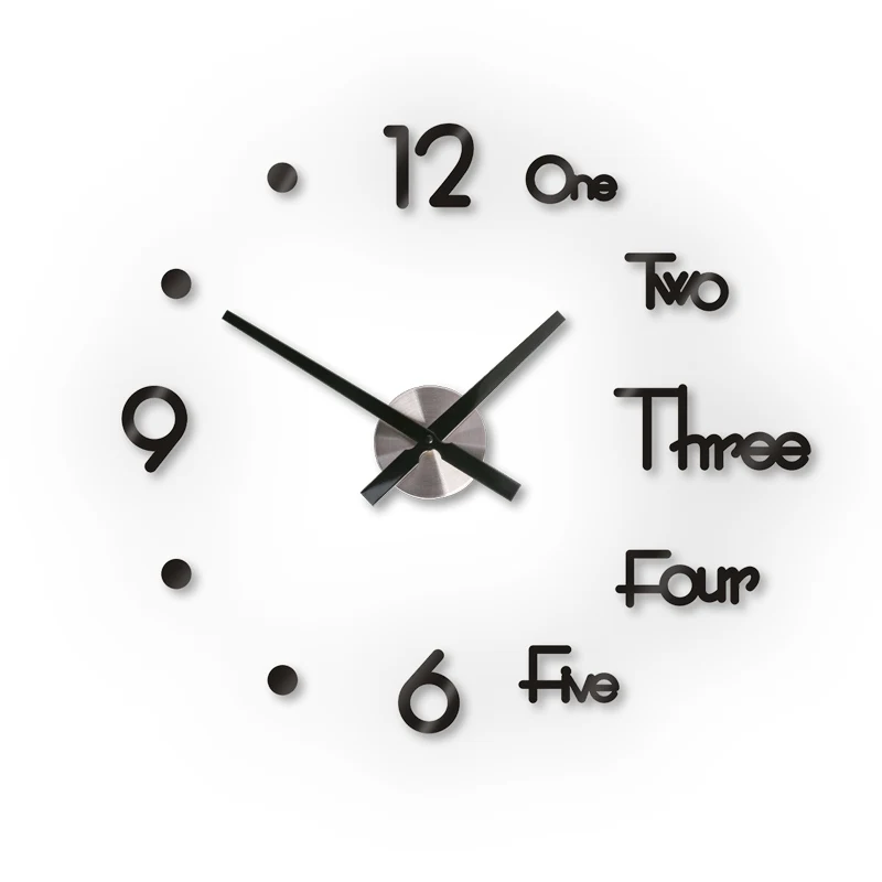 Европейский 3D DIY настенные часы Креативный дизайн зеркальная поверхность стикер