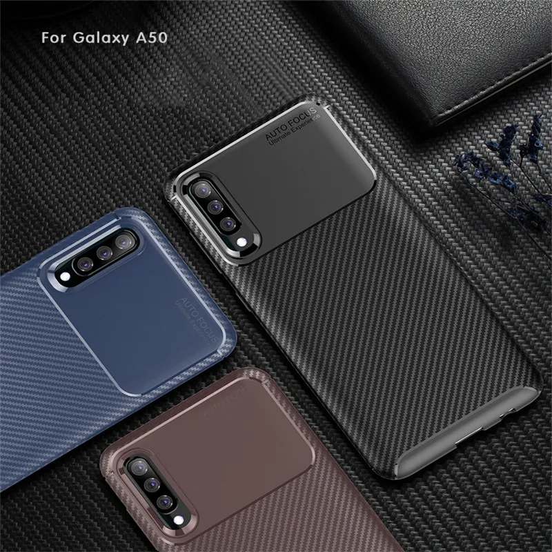 Чехол для Samsung Galaxy A10 A20 A30 A40 A50 A70 чехол-бампер из матового углеродного волокна A10S