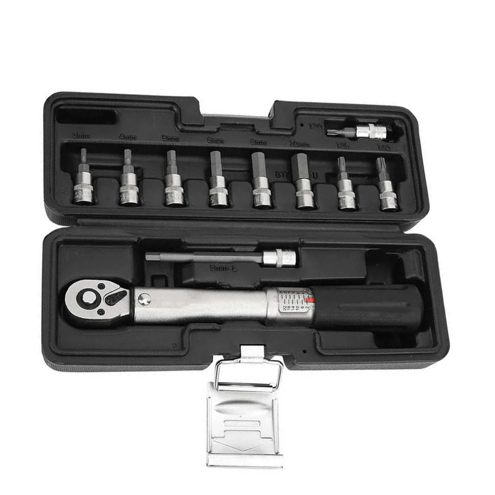 

11PCS 1/4" 2-14Nm Adjustable Torque Wrench Bicycle Repair Tools Kit Set Tool Bike Repair Spanner Hand Tool Set High Precision