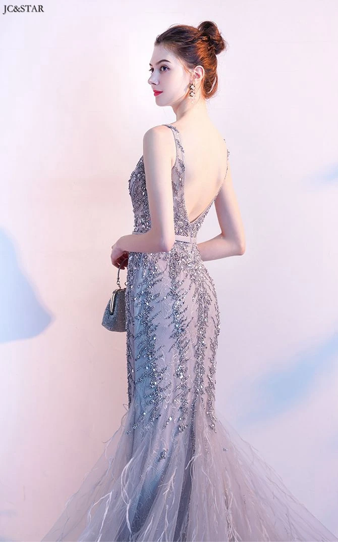 Женское кружевное платье-русалка серебристое длинное платье для подружки