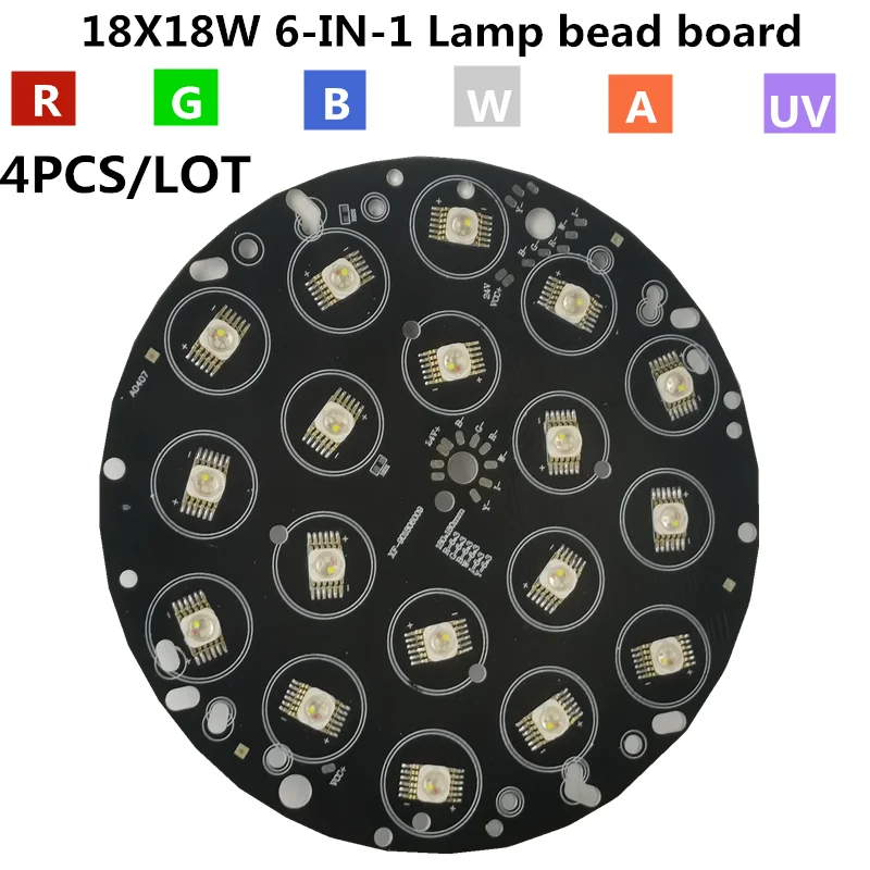 

4PCS/ 18W RGBWA+UV lamp beads, 18X18W PAR 6-in-1 LED Board Professional stage light led light source