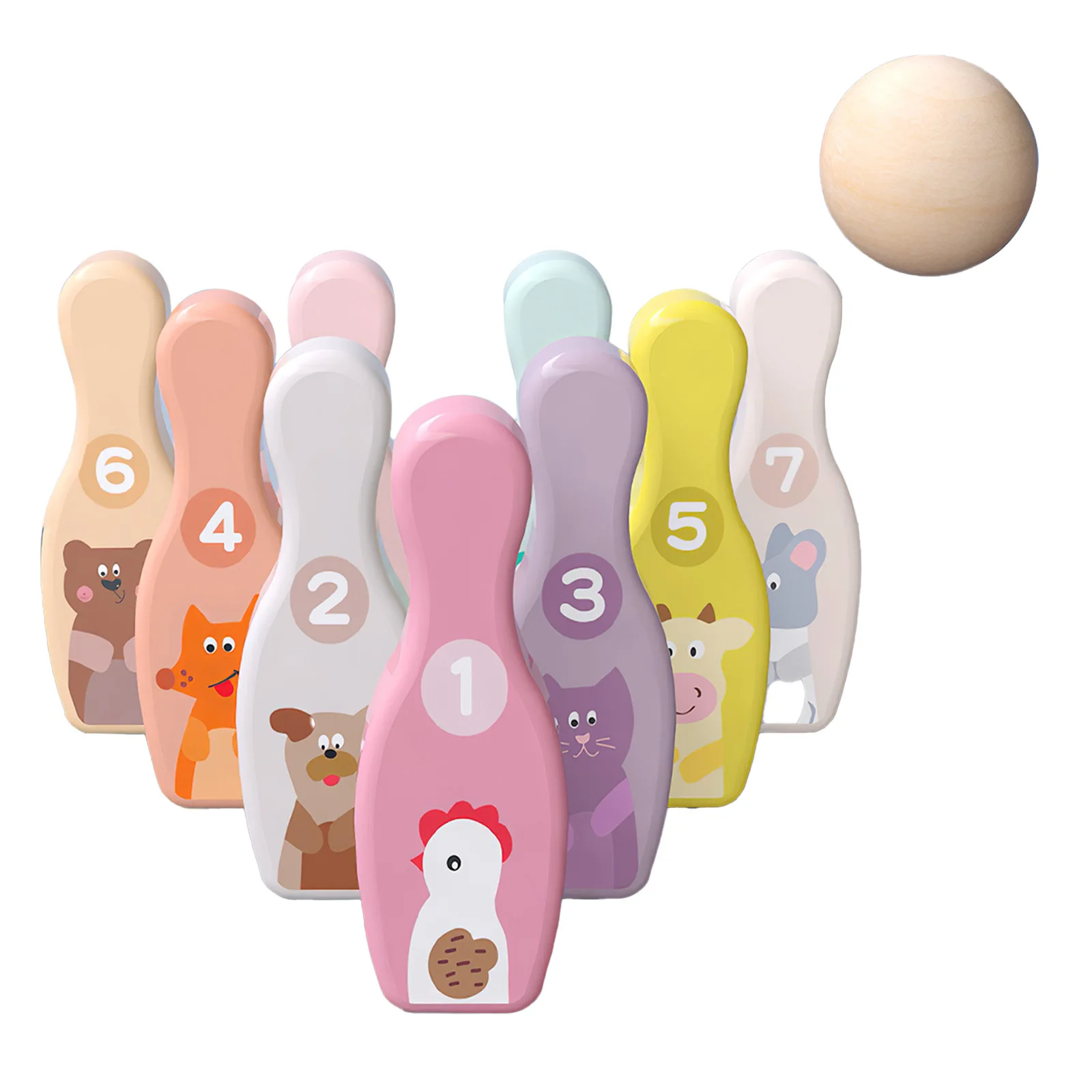 Забавные деревянные Мультяшные настольные игры для боулинга родителей и детей с