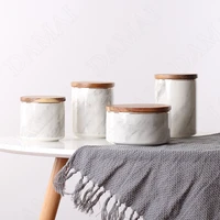 ceramic jars with lid golden stroke candy jar european marble texture cereal dispenser cosmetic container home decoration