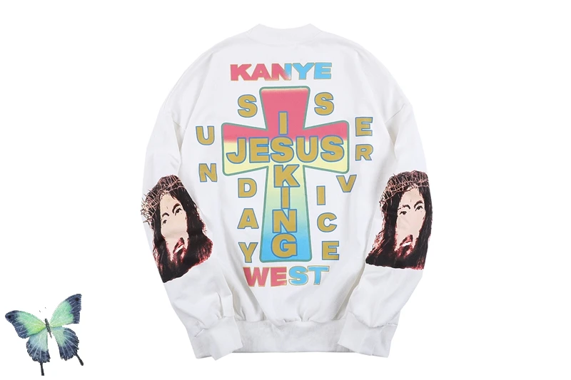 

2020 Kanye West Jesus Is King Pullover Men Women High Quality Terry Sweatshirt Kanye West Streetwear Jesus Cross Sweatshirts