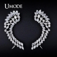 umode charm womens stud earrings jewelry trendy angel wings feather earrings with cz stone ear cuff jewelry brincos aros ue0214