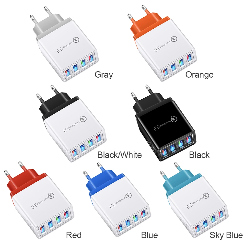 5V 3A USB Зарядное устройство быстрой зарядки зарядное QC 3 0 Быстрый 4 Порты