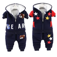 winter baby boys clothing sets 2020 cartoon toddler boys girls warm hooded coats pants suit kids thick tracksuit clothes set