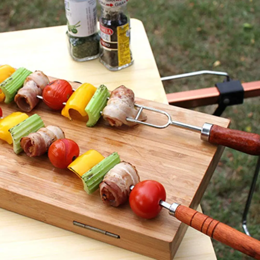 Новинка 5 шт. шампуры комплект для барбекю из нержавеющей стали с деревянной