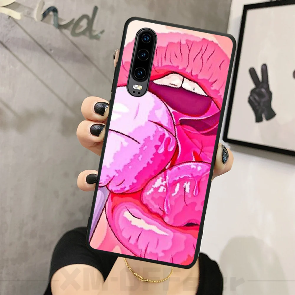 BaweiTE Painting style sexy lips DIY Painted Bling Phone Case For Huawei P8 lite 2017 P9 P10 20Pro Lite Pro P30lite P Smart 2019 | Мобильные