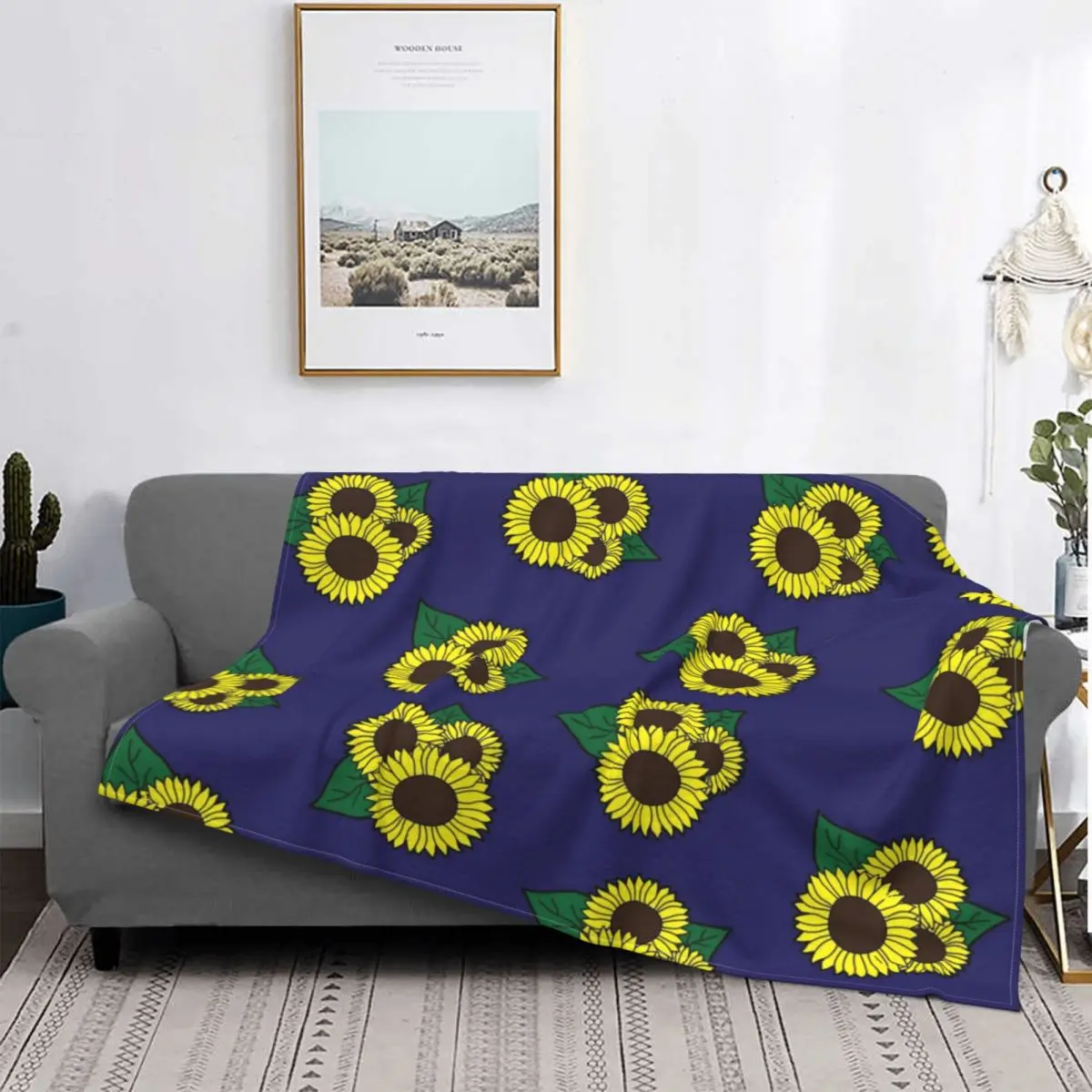

Manta de franela de girasol para el домашний, Colcha suaves y transpirables de planta hermosa para dormitorio, primavera y otoel