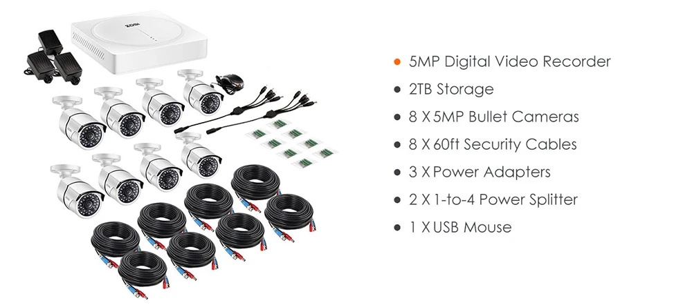 ZOSI 5MP CCTV камера видеонаблюдения системы безопасности 8 каналов видео ночного видения DVR комплект удаленного просмотра на телефоне с HDD