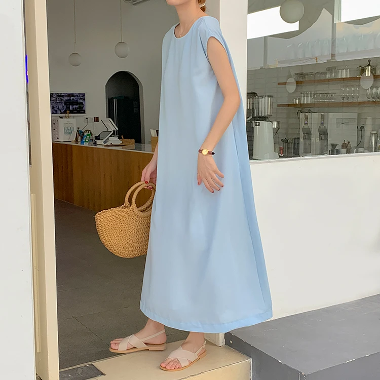 Женское винтажное платье-жилет повседневное Свободное длинное платье в стиле