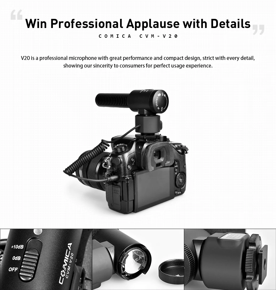 Микрофон для видеокамеры CoMica конденсаторный микрофон видеоинтервью подходит
