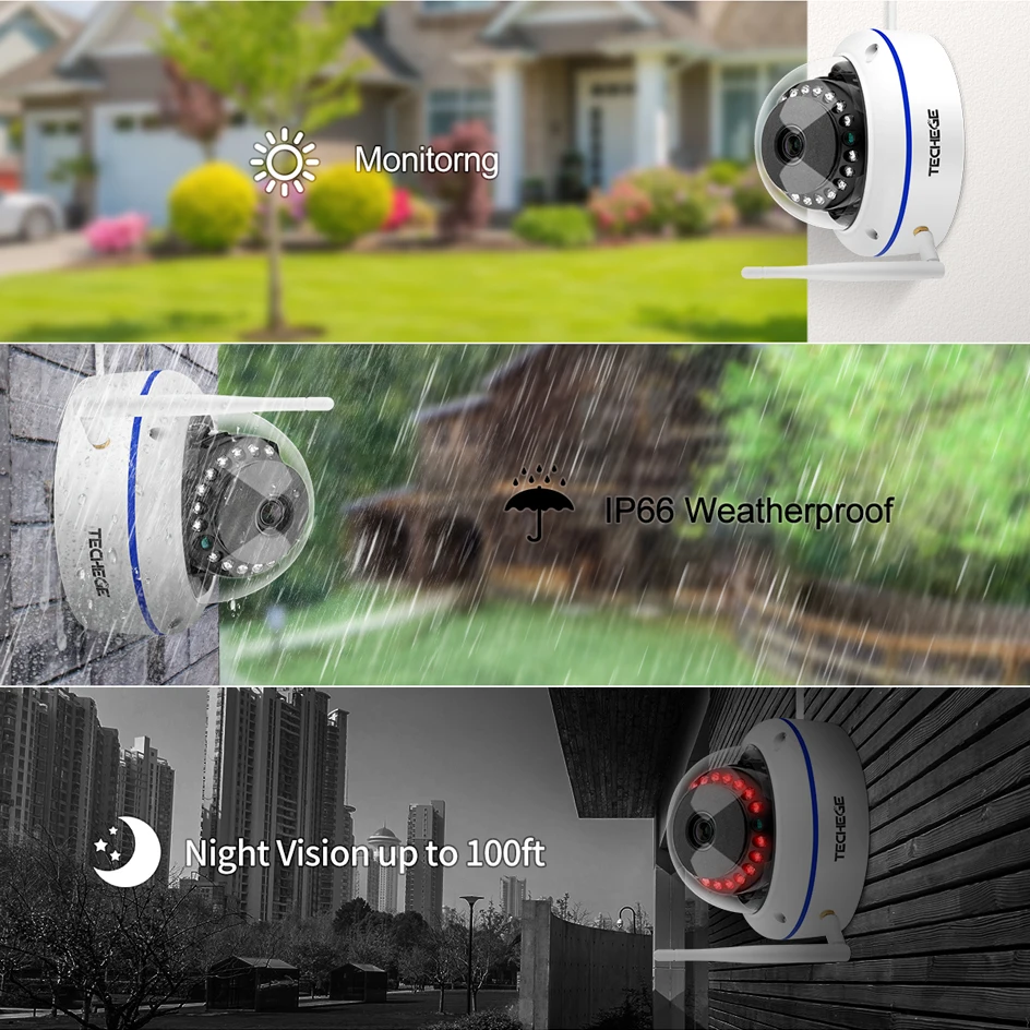 Techege Plug and Play 8CH Беспроводной NVR комплект 12 дюймов LCD 1080P HD Vandalproof IP камера ночного