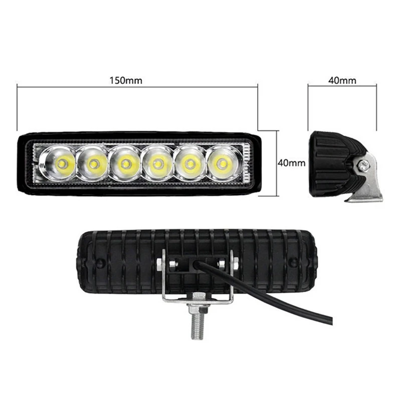 

1Pcs 18W Spot 6 LED Work Light Bar Universal Driving Fog Off-road 6000K SUV ATV UTV Motorcycles Truck Lamp 4000lm