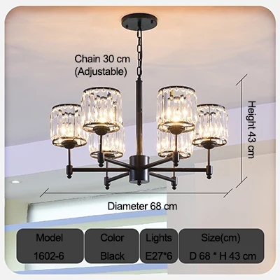 6 Light Luxury Crystal chandelier for Living Room Classic Crystal Chandelier Light Fixtures Bedroom Gold Lamp LED Crystal Lamp Ceiling - Цвет абажура: 6 Light