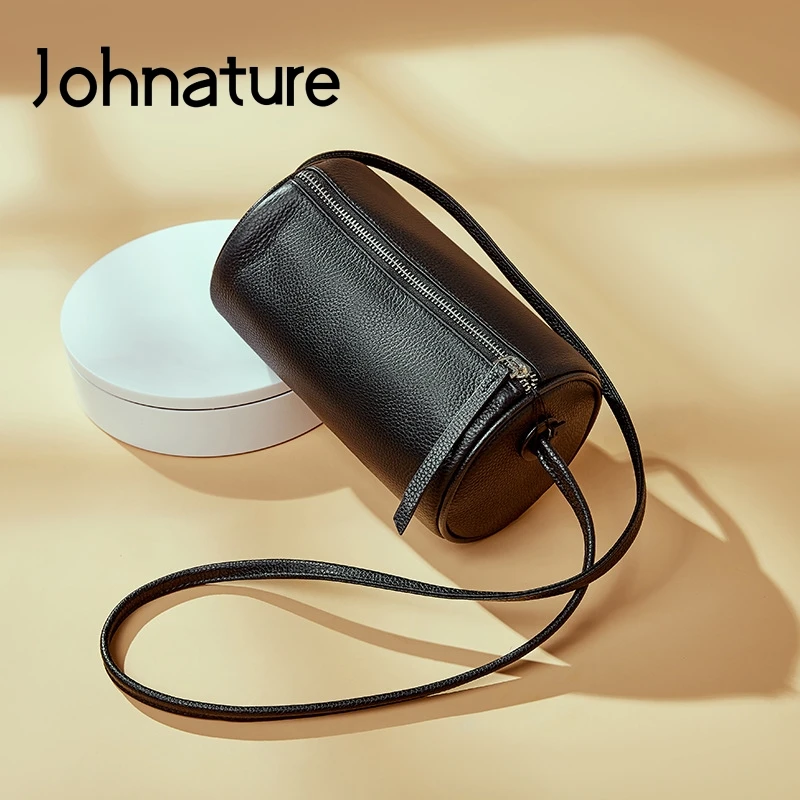 

Johnature 2021 New Ladies Bags Korean Fashion Genuine Leather Women Bag Solid Color Soft Cowhide Shoulder & Crossbody Bags