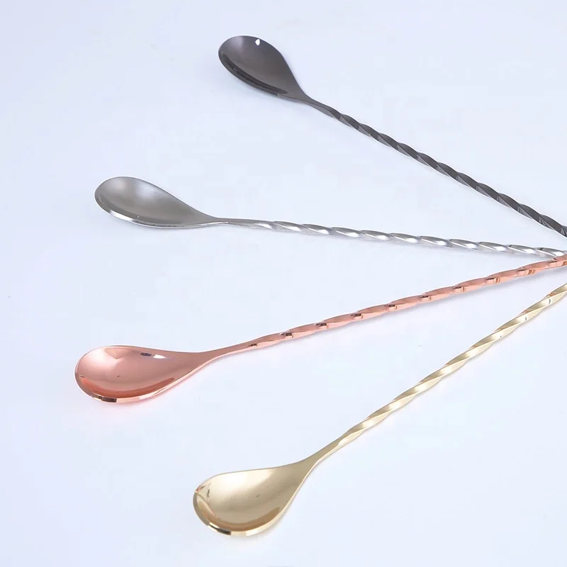 Многоразовая Коктейльная ложка для смешивания с длинной ручкой из нержавеющей
