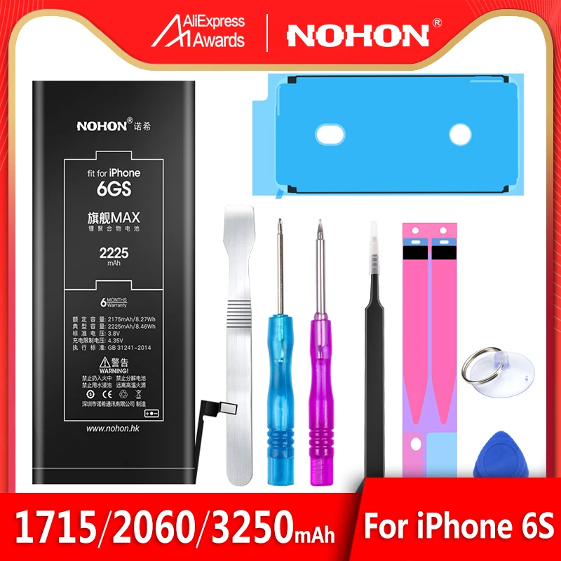 Nohon аккумулятор для Apple iPhone 6 S 6S 6GS Замена Оригинальные батарея для телефонов 2175 мАч 2225 мАч батарейка Высокая емкость Bateria Бесплатные инструменты