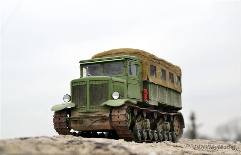 DIYMyModeI-tractor de artiller&iacute;a pesada voroshlov, juego de maqueta de papel artesanal, rompecabezas de juguete hechos a mano, regalo, utillaje de pel&iacute;cula-2