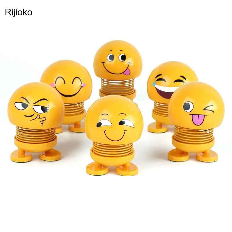 

Emojied Moving Head Toy Package Spring Smiley Face Shaking Head Doll Car Family Decoration Pendant Kids Toy New Year Gift Cute