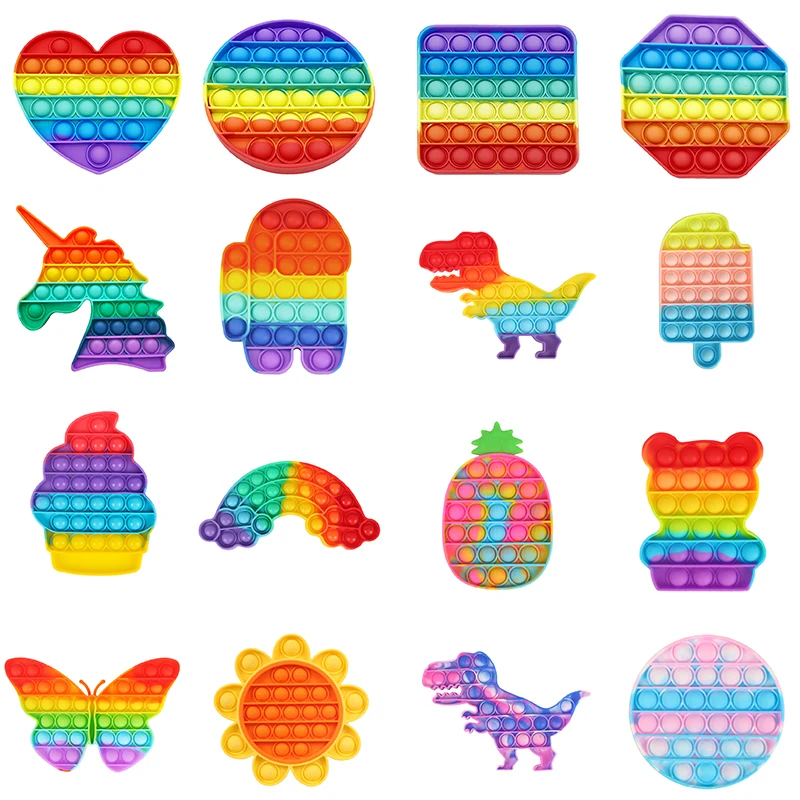 

Colorful Rainbow Fidget Toys Simple Dimple Kawaii Squishy Anti Stress Squeeze Adult Relief Antistres For Children Education