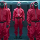 Маска из игры кальмар, костюм злодея, красный комбинезон, костюм для косплея, костюм на Хэллоуин, вечеринку, 6 масок, шлем, Карнавальная Одежда для взрослых