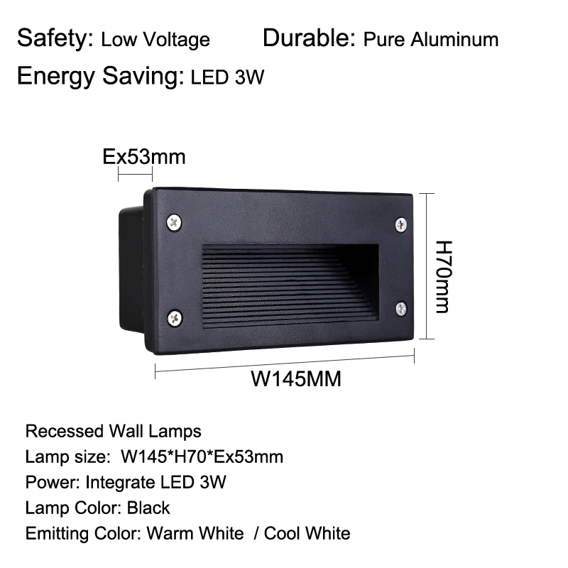 Настенные лампы 3 Вт встроенный светодиодный светильник углубленный напольный
