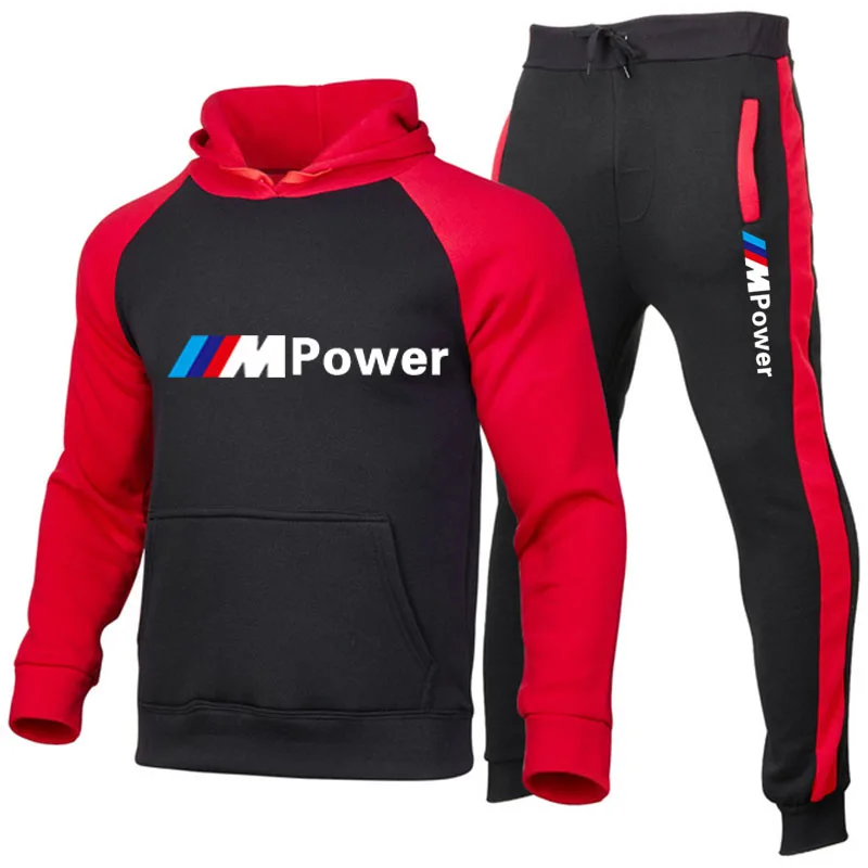 

men's sets Tracksuit Male Polyester 2 Piece Sportwear Set Men Clothing Casual Sweatshirts + Pants Printed Hoodies Gym clothes