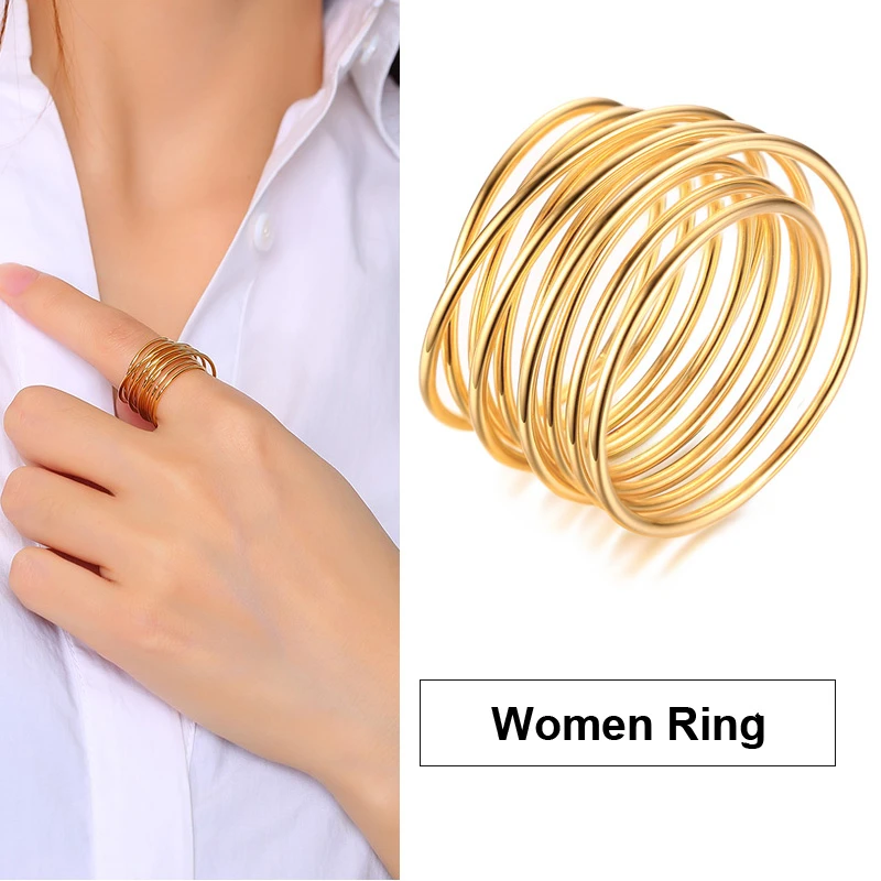 Золотые Многослойные кольца из нержавеющей стали для женщин обручальные Anillos