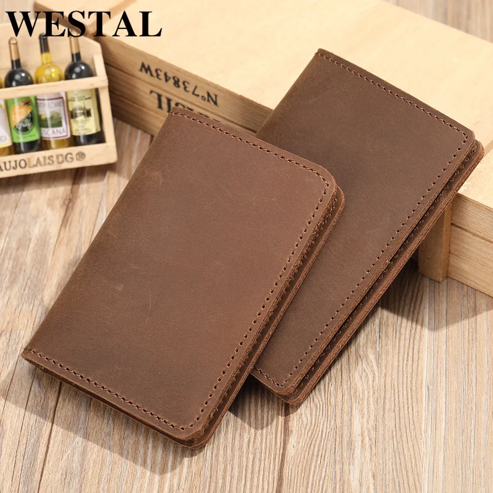 

WESTAL Men's Genuine Leather Wallet Men Credit Card Wallet Money Clip For Men Card Holder Men's Designer Purse Slim Male Wallets