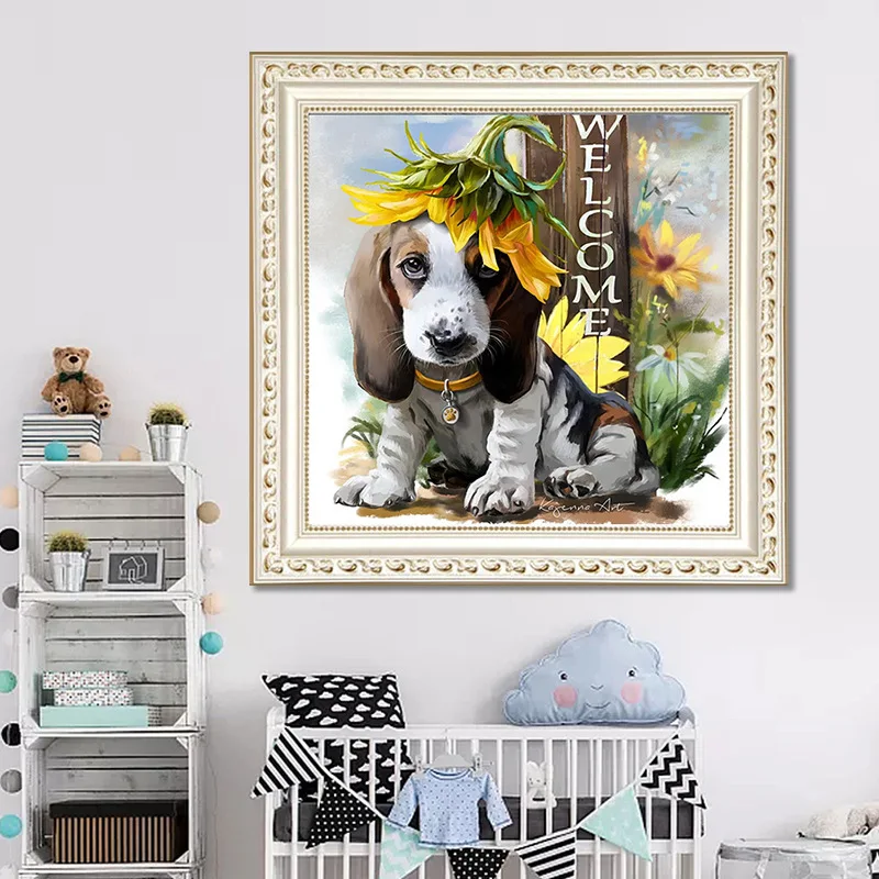 Алмазная 5D картина с изображением милой маленькой собаки для вышивки крестиком