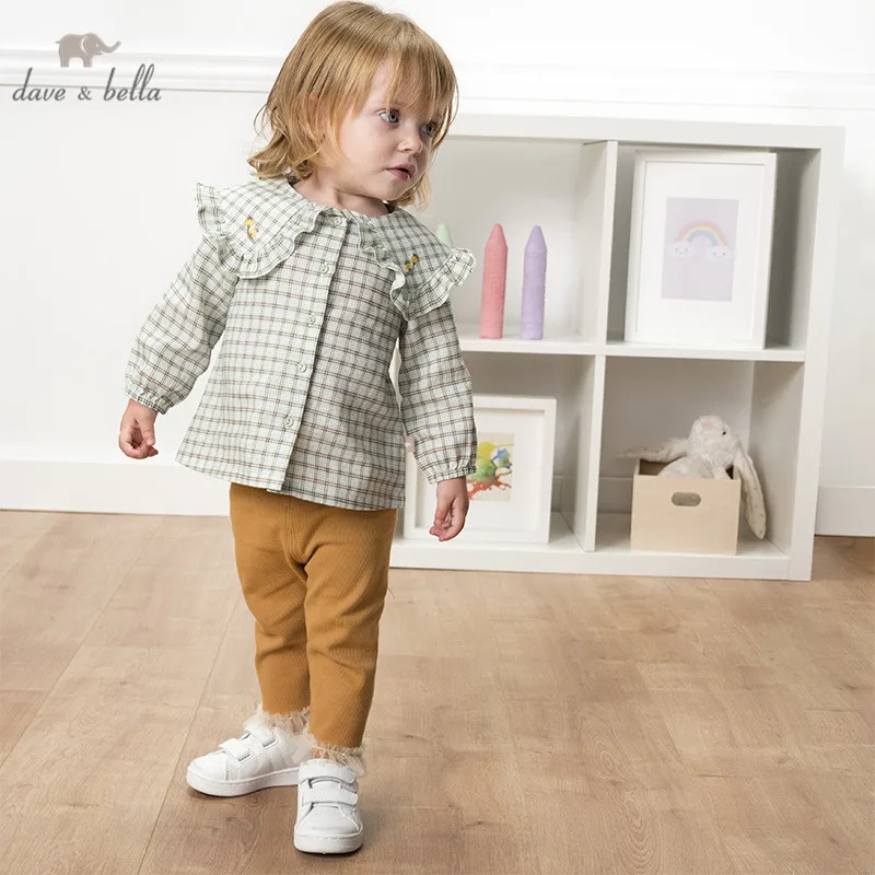 DBM12797 dave bella/весенние модные комплекты одежды в клетку с цветочным рисунком для