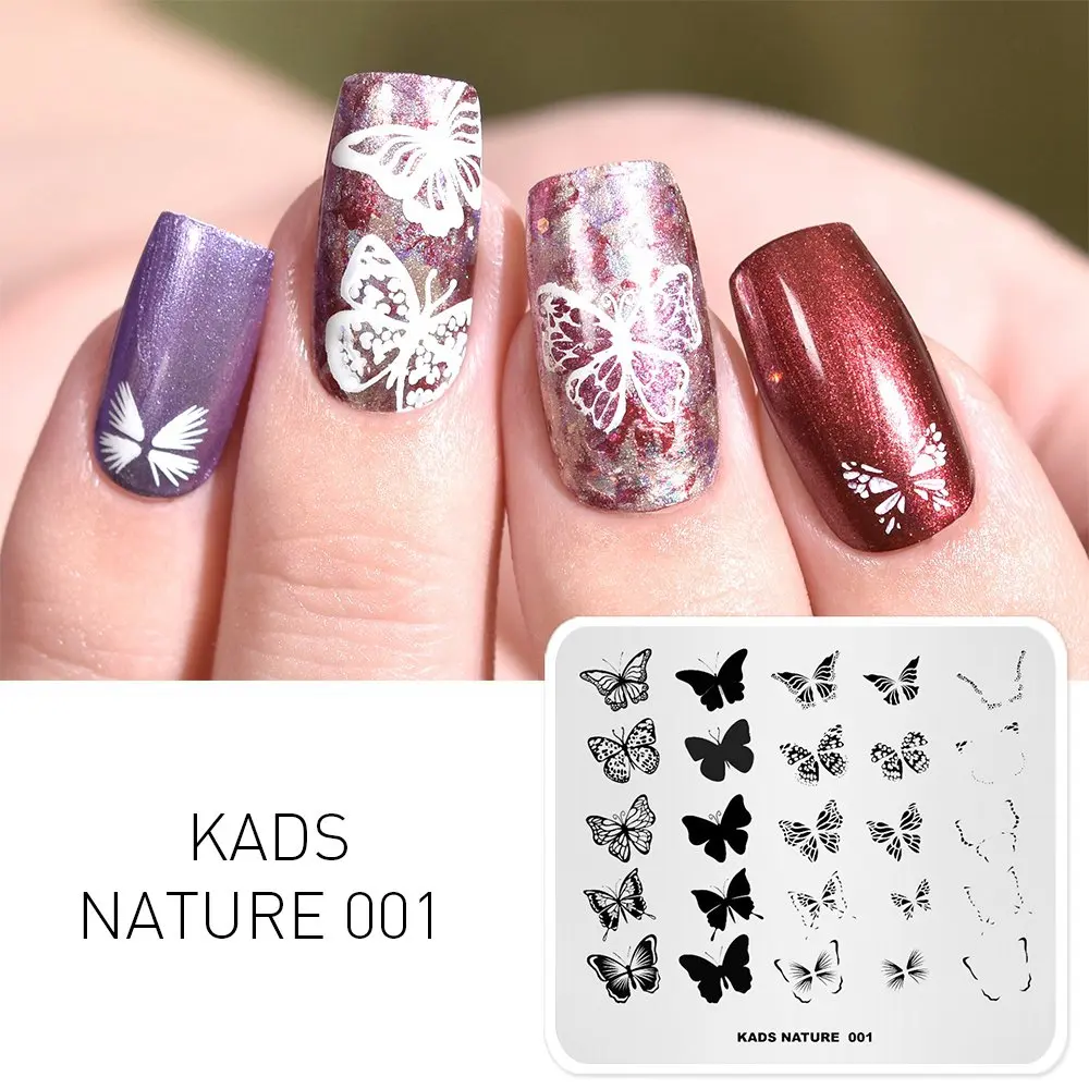 Nature 001 KADS Стемпинг 34 дизайнов цветы живоные геометрический шаблон Пластины для стемпинга Штамп для ногтей Трафареты для ногтей для М - Цвет: Nature 001