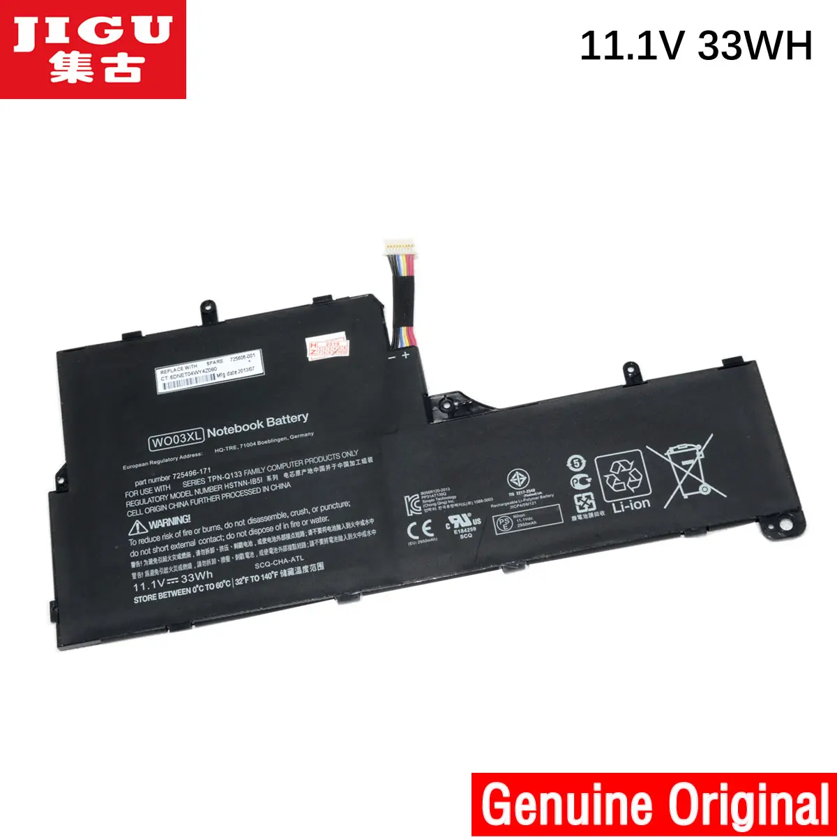 

JIGU Original Laptop Battery For HP 3ICP/59/121 WRO3XL 609881-351 HSTNN-IB5i W0O3XL HSTNN-XXXX WM03 725606-001