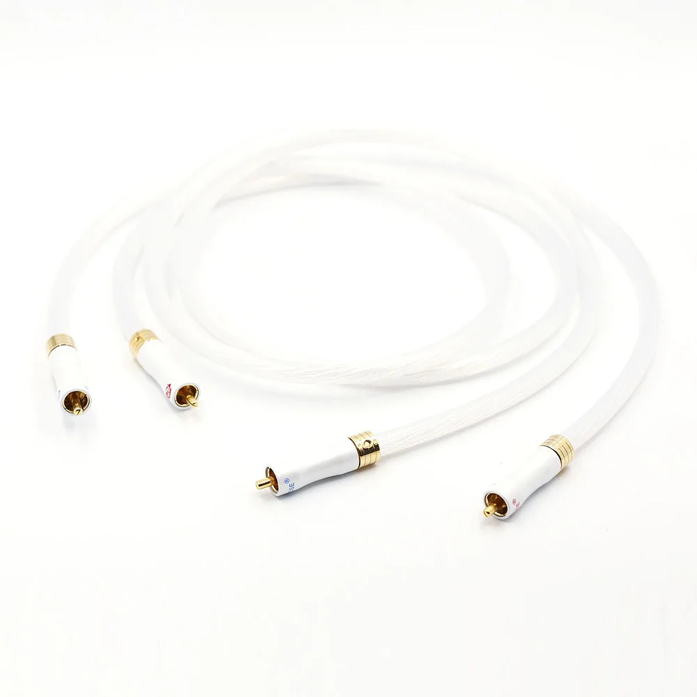 Пара hi fi RCA кабель OCC из чистой меди с серебряным покрытием аудио золотым разъем